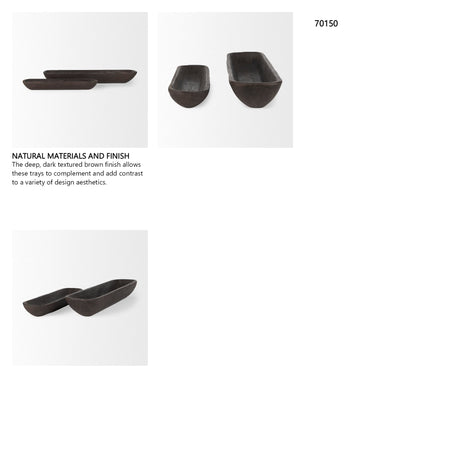Athena Set of 2 Extra Large Black-Brown Reclaimed Wood Trays from Mercana - Luna Furniture