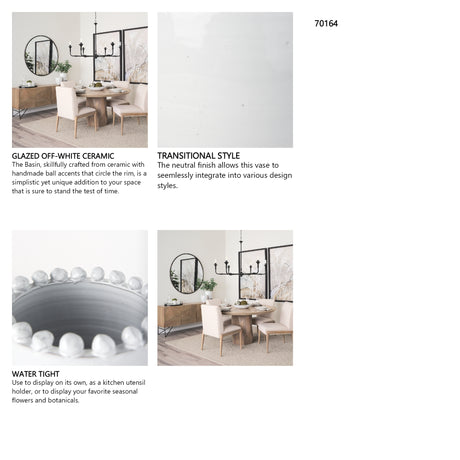 Basin Large Off-White Glazed Vase from Mercana - Luna Furniture