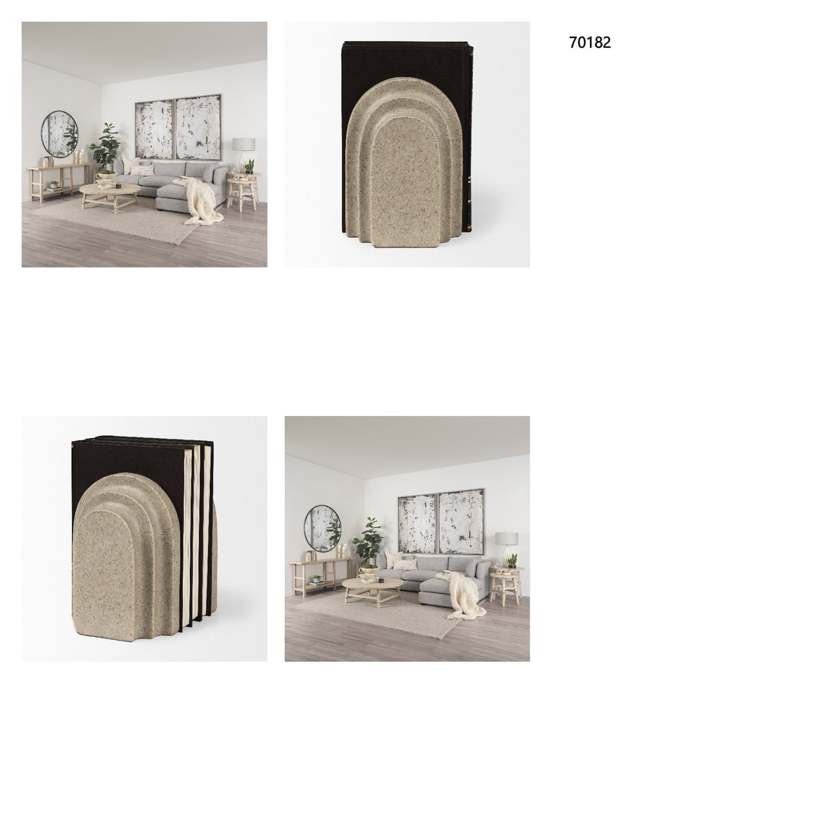 Empire Sandstone Resin Arc Book End Set from Mercana - Luna Furniture