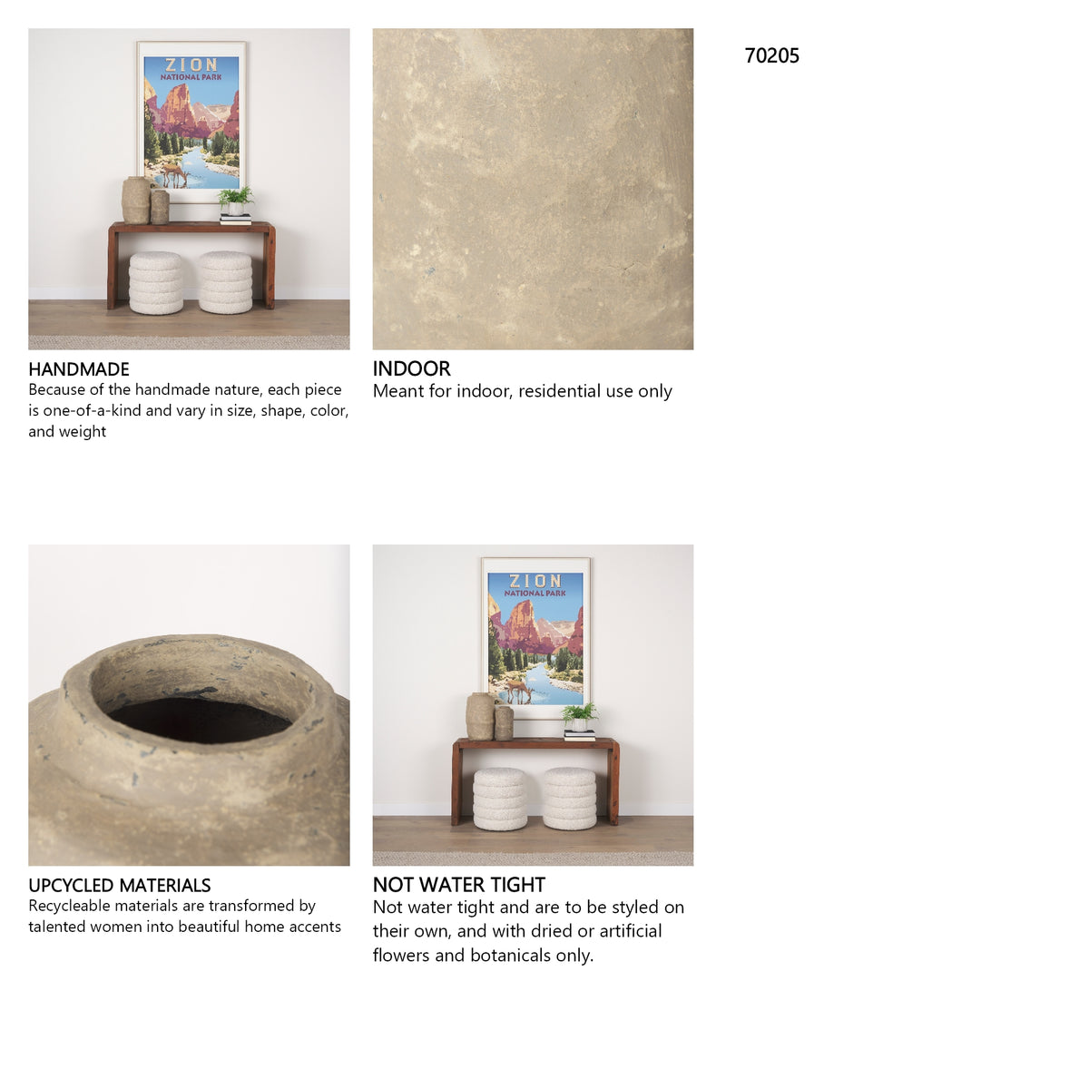 Bala Large Gray Paper Mache Vase