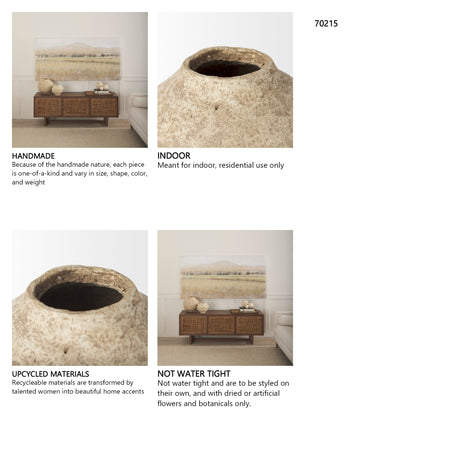 Ritu Large Beige Paper Mache Pot Vase from Mercana - Luna Furniture