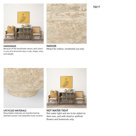 Sonu Set of 2 Beige Paper Mache Half-Pot Bowls from Mercana - Luna Furniture