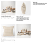 Jace 22x22 Cream/Beige Stripe Linen-Cotton Square Pillow Cover w/Down Filler, Set of 2 from Mercana - Luna Furniture