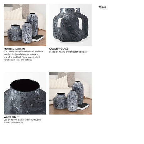 Masai Small Black Mottled Glass Vase from Mercana - Luna Furniture