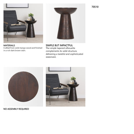 Novell Dark Brown Wood Pedestal Accent Table from Mercana - Luna Furniture