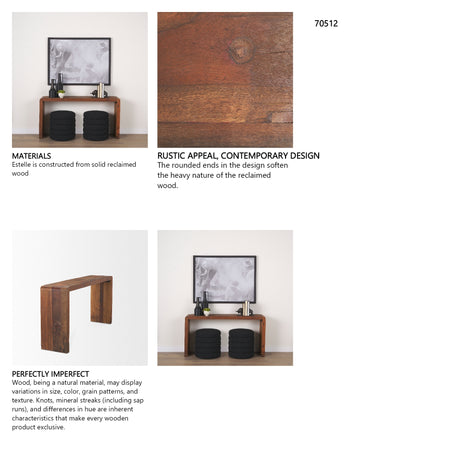 Estelle Rustic Brown Reclaimed Wood Console Table from Mercana - Luna Furniture