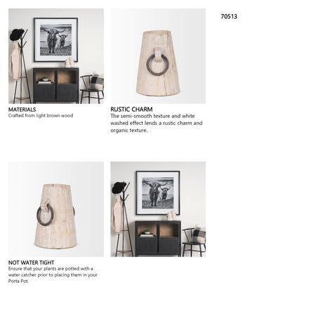 Monique Small Light Brown w/ Handles Wood Pot from Mercana - Luna Furniture
