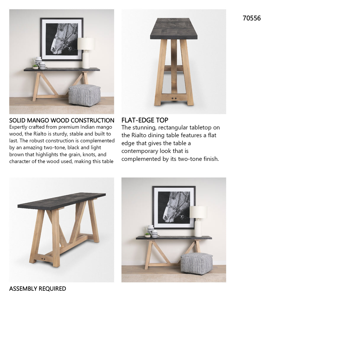 Rialto Two-Toned Black and Brown Wood Angular Leg Console Table from Mercana - Luna Furniture