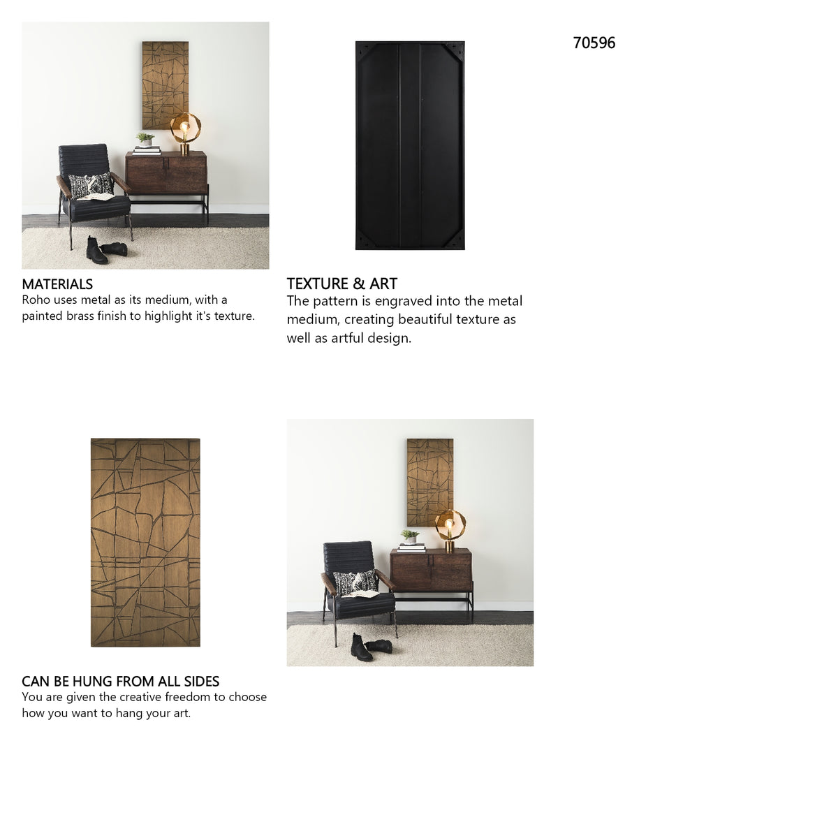 Roho Painted Gold Metal Wall Art from Mercana - Luna Furniture