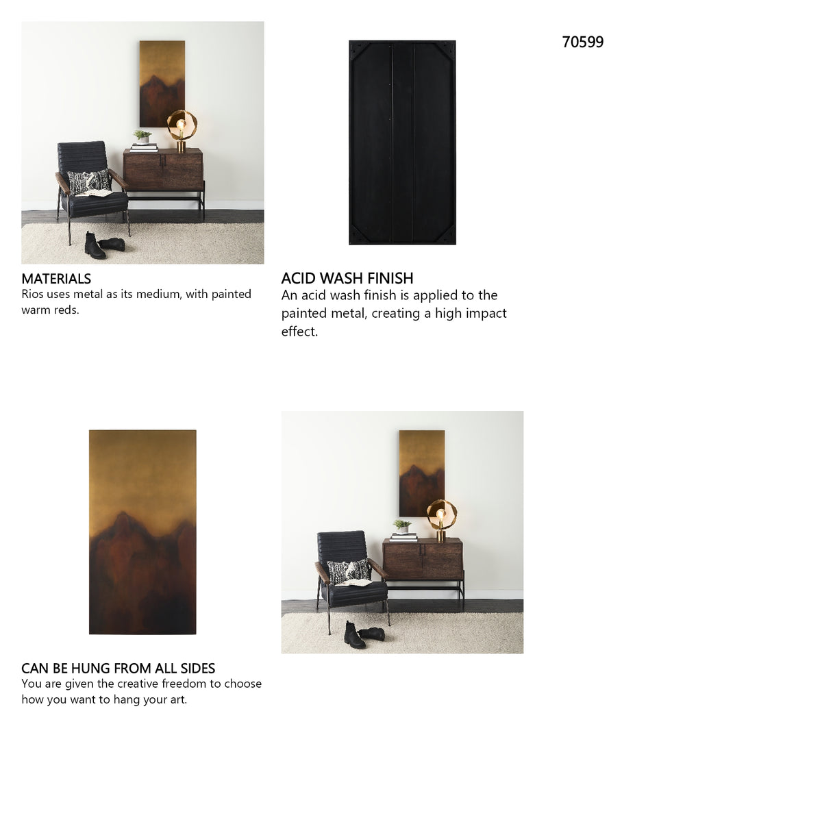 Rios Gold and Red Painted w/ Acid Wash Metal Wall Art from Mercana - Luna Furniture