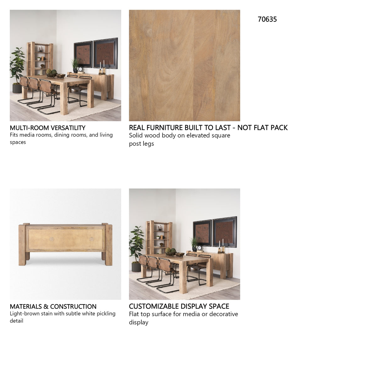 Beth Light Brown Wood w/ 3 Doors Sideboard from Mercana - Luna Furniture