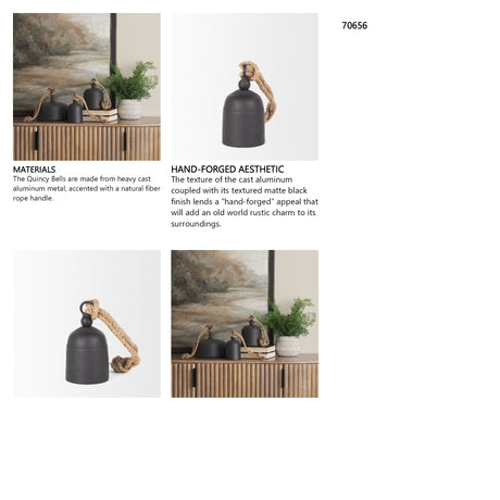 Quincy Small Matte Black Metal Decorative Bell Object from Mercana - Luna Furniture