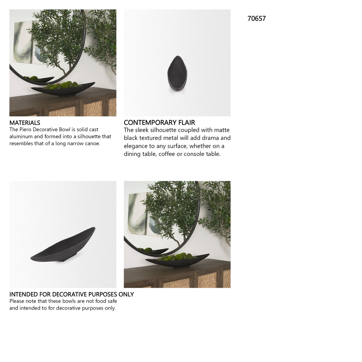 Piero Small Matte Black Metal Decorative Bowl from Mercana - Luna Furniture