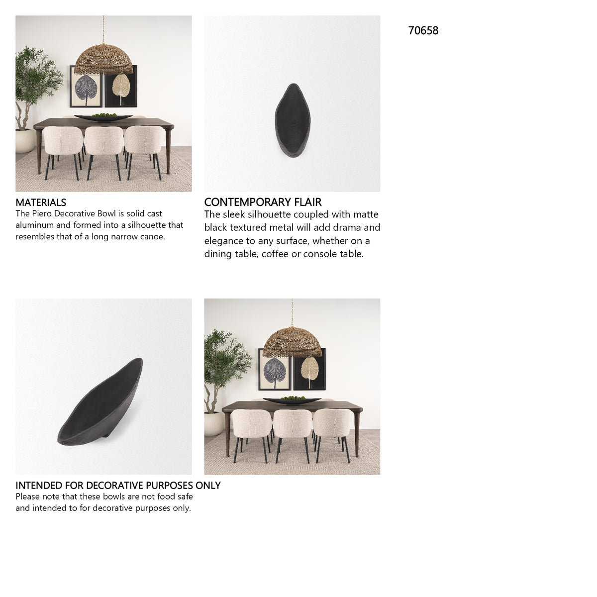 Piero Large Matte Black Metal Decorative Bowl from Mercana - Luna Furniture