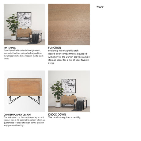 Darwin Light Brown Wooden 2 Door w/ 2 Shelves Accent Cabinet from Mercana - Luna Furniture
