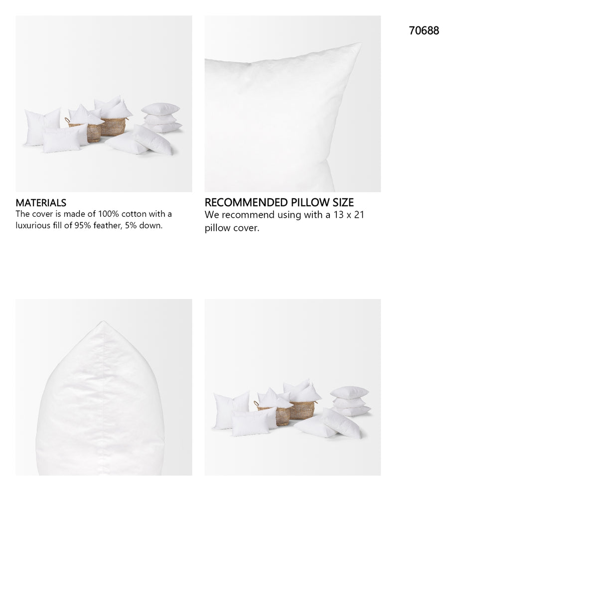 Down Fill Pillow Insert 15 x 23 from Mercana - Luna Furniture
