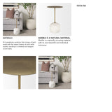 Rini Gold Metal and White Marble Accent Table