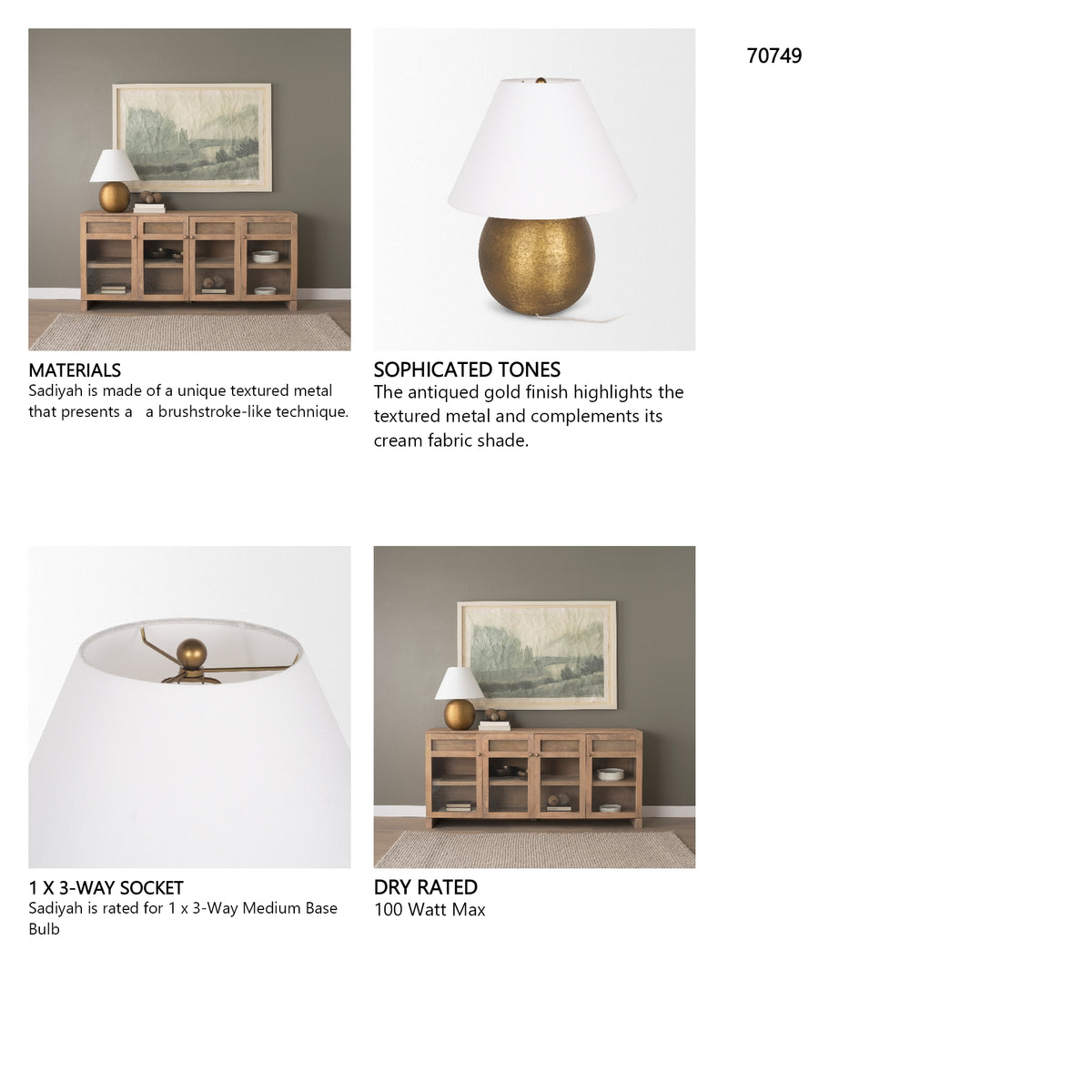 Sadiyah Antiqued Gold Brushed Metal w/ Cream Shade Table Lamp from Mercana - Luna Furniture