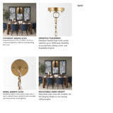 Sanne Antiqued Gold Metal w/ Silver Foil Large Pendant Light