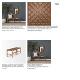 Shane Brown Wood w/ Woven Brown Leather Bench from Mercana - Luna Furniture