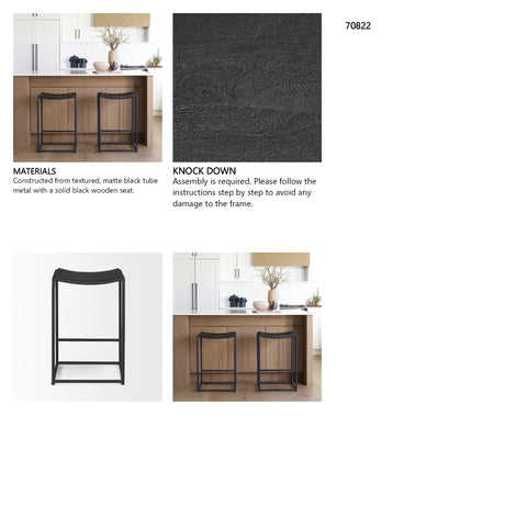 Taniel Textured Black Wood w/ Black Metal Counter Stool from Mercana - Luna Furniture