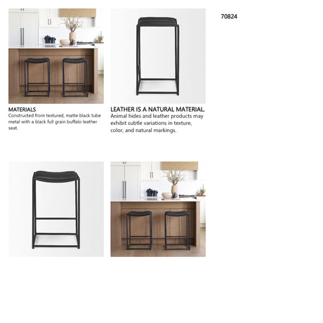 Taniel Black Leather w/ Black Metal Counter Stool from Mercana - Luna Furniture
