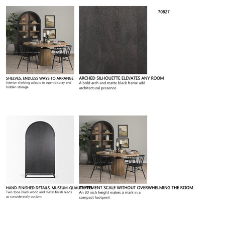Sloan 42W x 80H Black Wood W/Black Metal Frame Arched Cabinet from Mercana - Luna Furniture