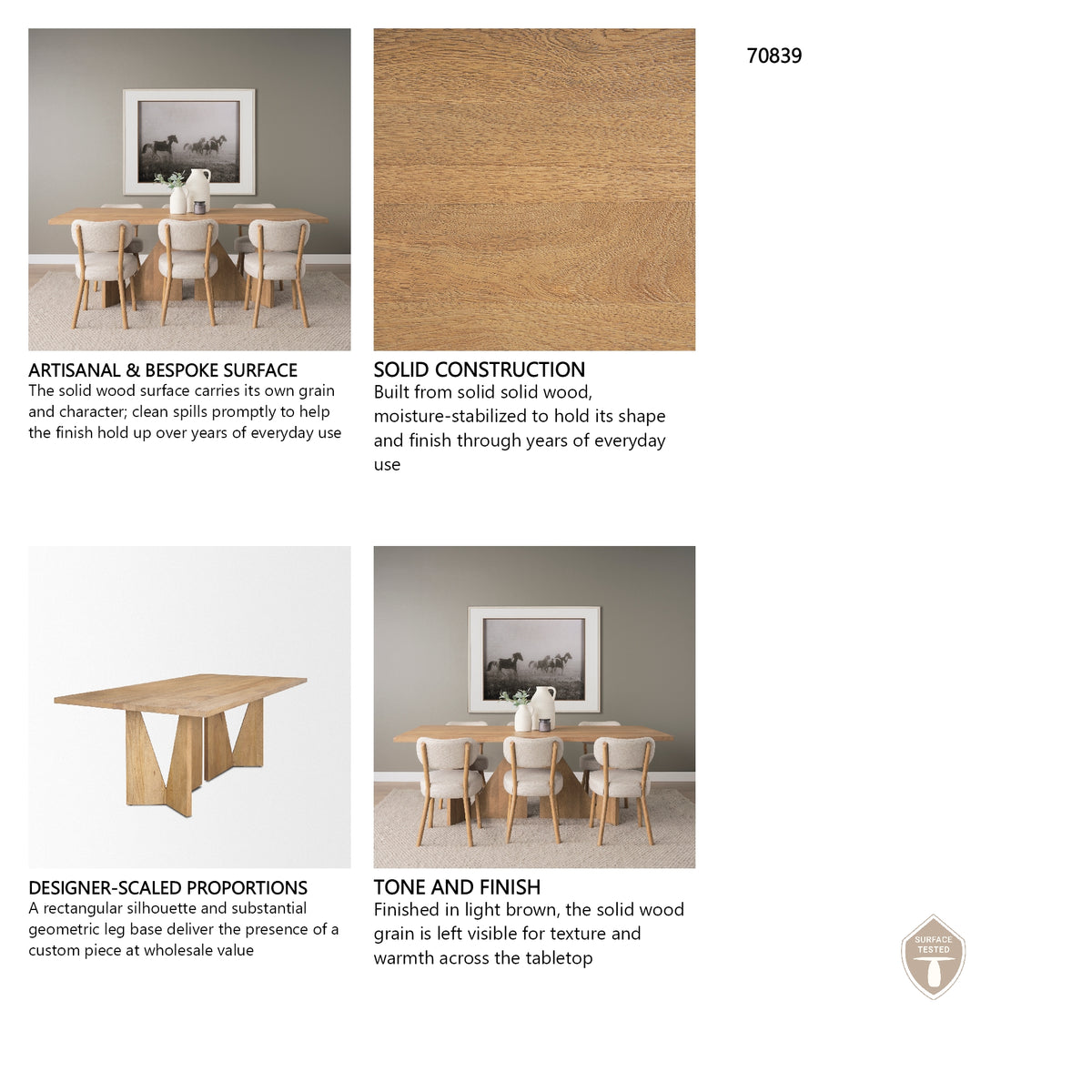 Tarro 84" Rectangular Light Brown Wood w/ Geometrical Base Dining Table from Mercana - Luna Furniture