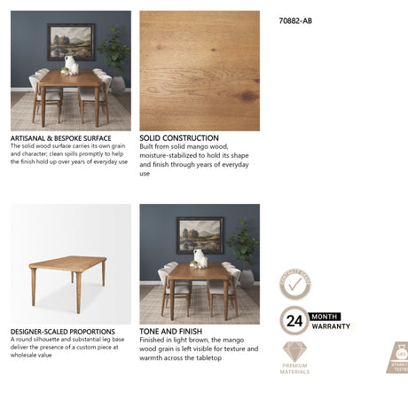 Suvan 84L Light Brown Rectangular Oak Wood Dining Table from Mercana - Luna Furniture