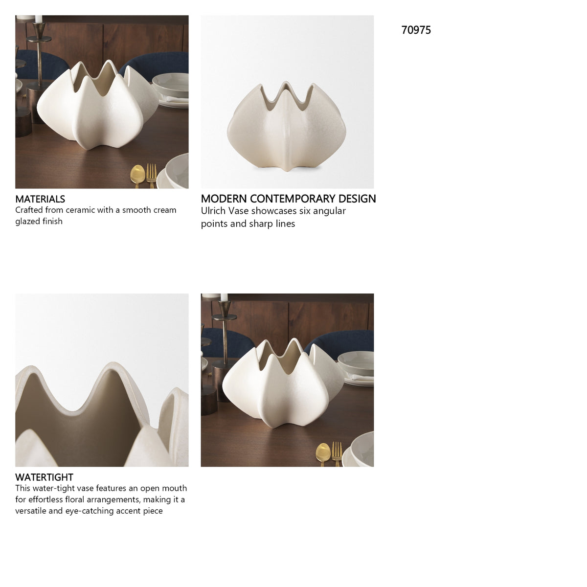 Ulrich Sculptural Cream Glazed Ceramic Vase