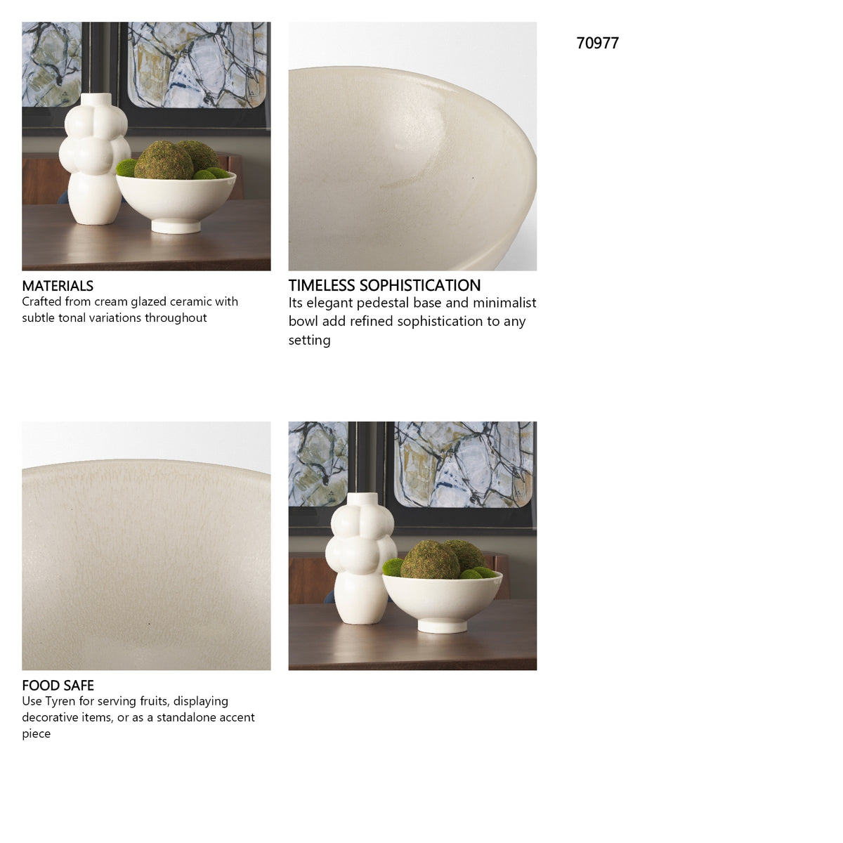 Tyren Cream Glazed Decorative Round Ceramic Bowl from Mercana - Luna Furniture