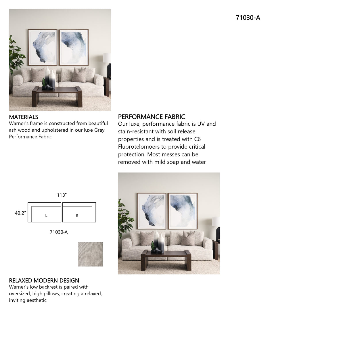 Warner Gray Two Piece Sofa Set from Mercana - Luna Furniture