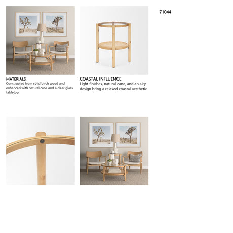 Weslyn Solid Light Brown Wood and Glass Top w/ Cane Side Table from Mercana - Luna Furniture