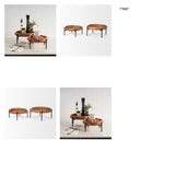 Wally Round Medium Brown Wood w/ Matte Black Metal Stand Trays from Mercana - Luna Furniture