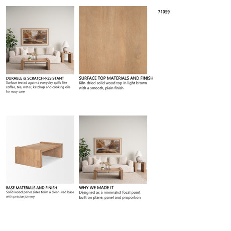 Wesson Light Brown Wood Rectangular Coffee Table from Mercana - Luna Furniture