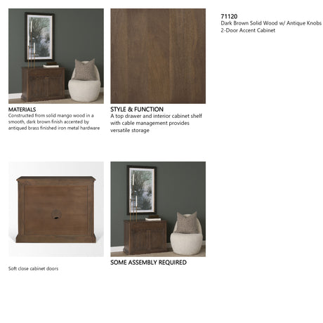 Baron Dark Brown Solid Wood w/ Antique Knobs 2-Door Accent Cabinet from Mercana - Luna Furniture