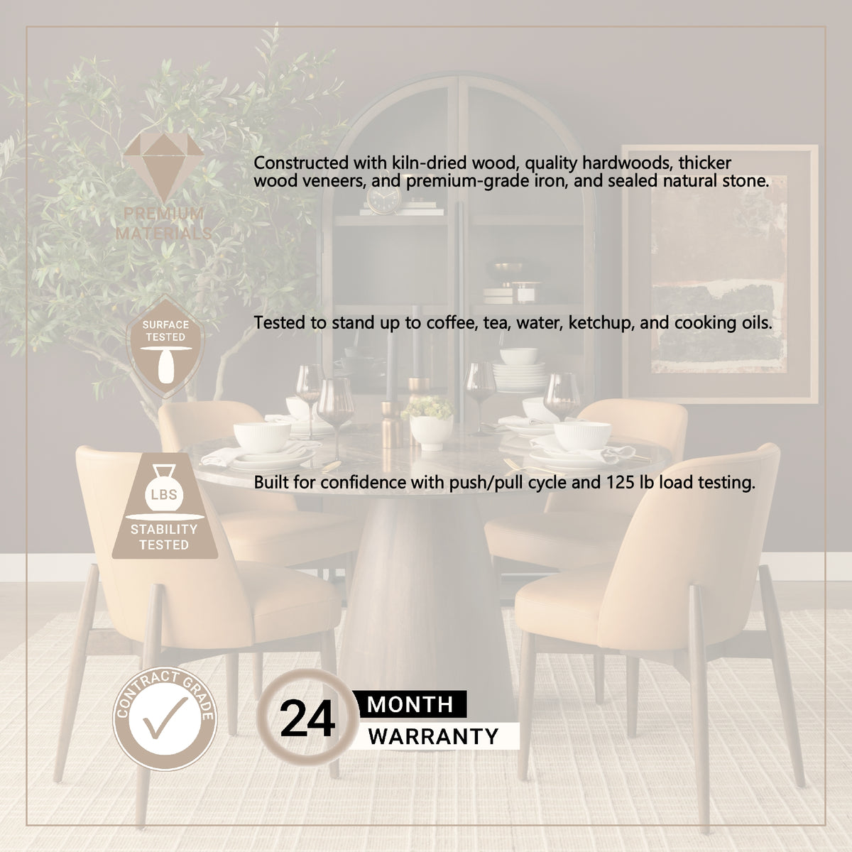 Allyson 54" Round Dark Brown w/ Cappuccino Marble Pedestal Dining Table