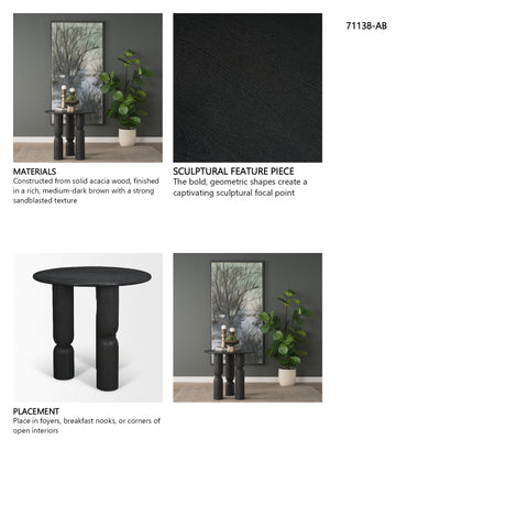 Sonel Matte Black Wood Pedestal Foyer Table from Mercana - Luna Furniture