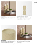 Akira Small Textured Beige Metal Pillar Candle Holder from Mercana - Luna Furniture