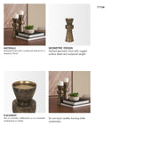 Odilia Small Textured Antiqued Gold Metal Geometric Pillar Candle Holder from Mercana - Luna Furniture
