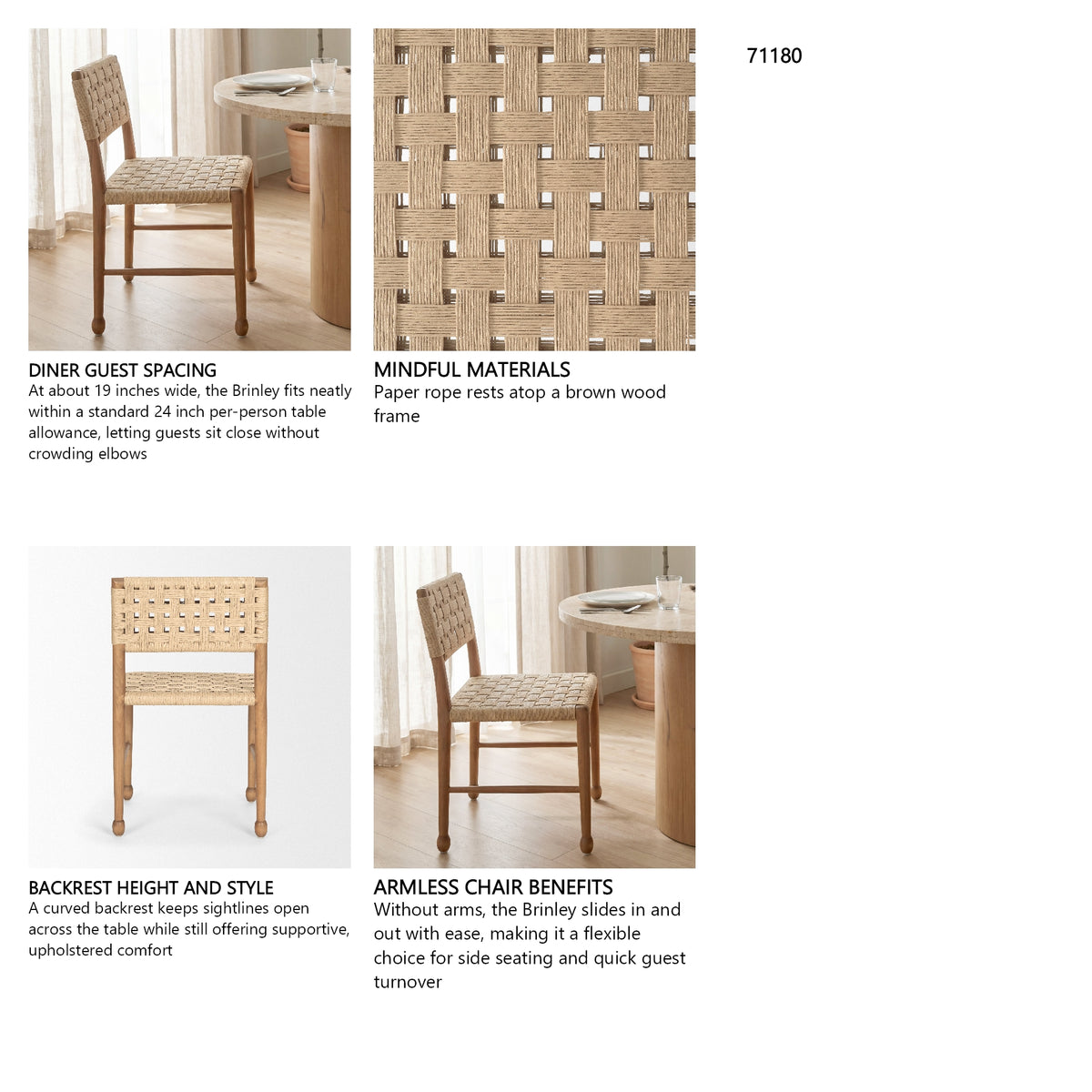 Brinley Woven Paper Rope w/ Brown Wood Frame Dining Chair, Set of 2 from Mercana - Luna Furniture