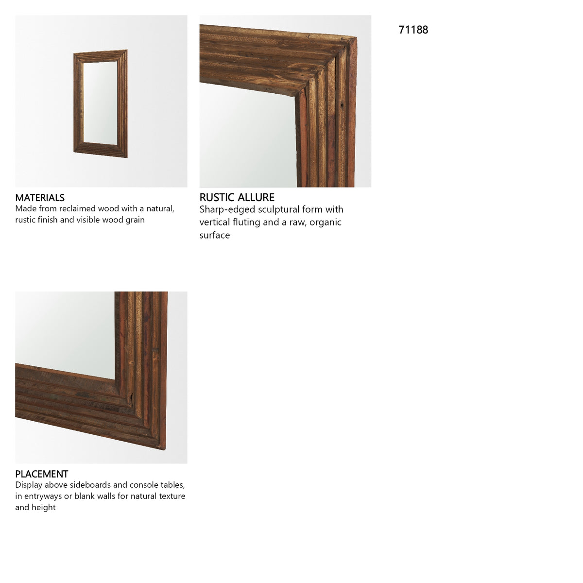 Bennet Small Rectangle Reclaimed Wooden Mirror from Mercana - Luna Furniture