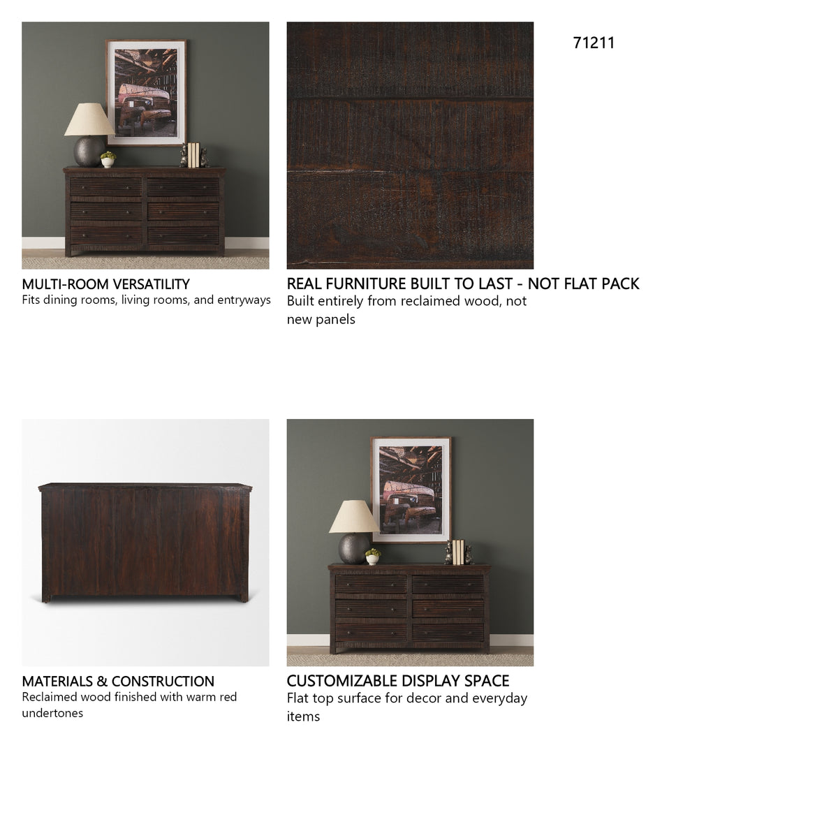 Rhett Reclaimed Wood 6 Drawer Cabinet from Mercana - Luna Furniture