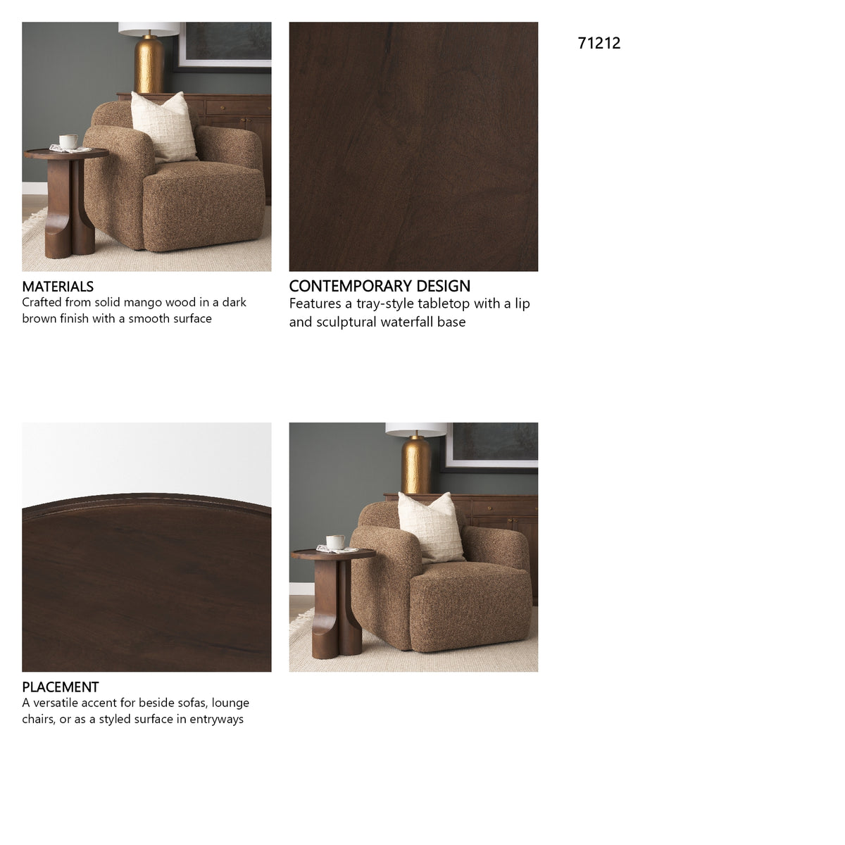 Cayson Dark Brown Sculptural Round Accent Table