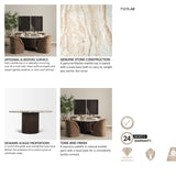 Marbrello 60" Pink Marble Top Espresso Brown Fluted Wood Round Dining Table from Mercana - Luna Furniture