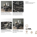 Marilyn 48" Black Forest Marble Black Wood Pedestal Round Dining Table