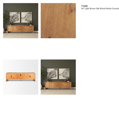 Belford 94" Light Brown Oak Wood Media Console from Mercana - Luna Furniture