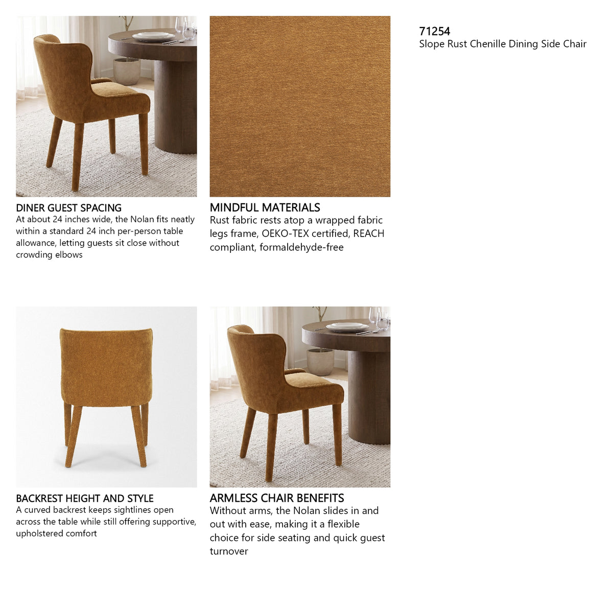 Nolan Slope Rust Chenille Dining Chair, Set of 2 from Mercana - Luna Furniture