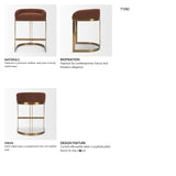 Hollyfield Backless 28.7in Seat Bar Stool | Burgundy Fabric w/ Metal from Mercana - Luna Furniture