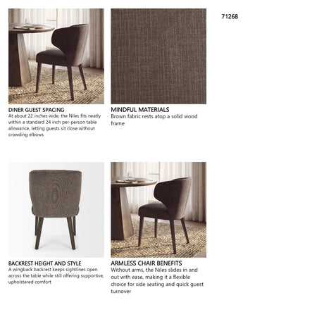 Niles Brown Fabric W/ Dark Brown Wooden Legs Wingback Dining Chair from Mercana - Luna Furniture